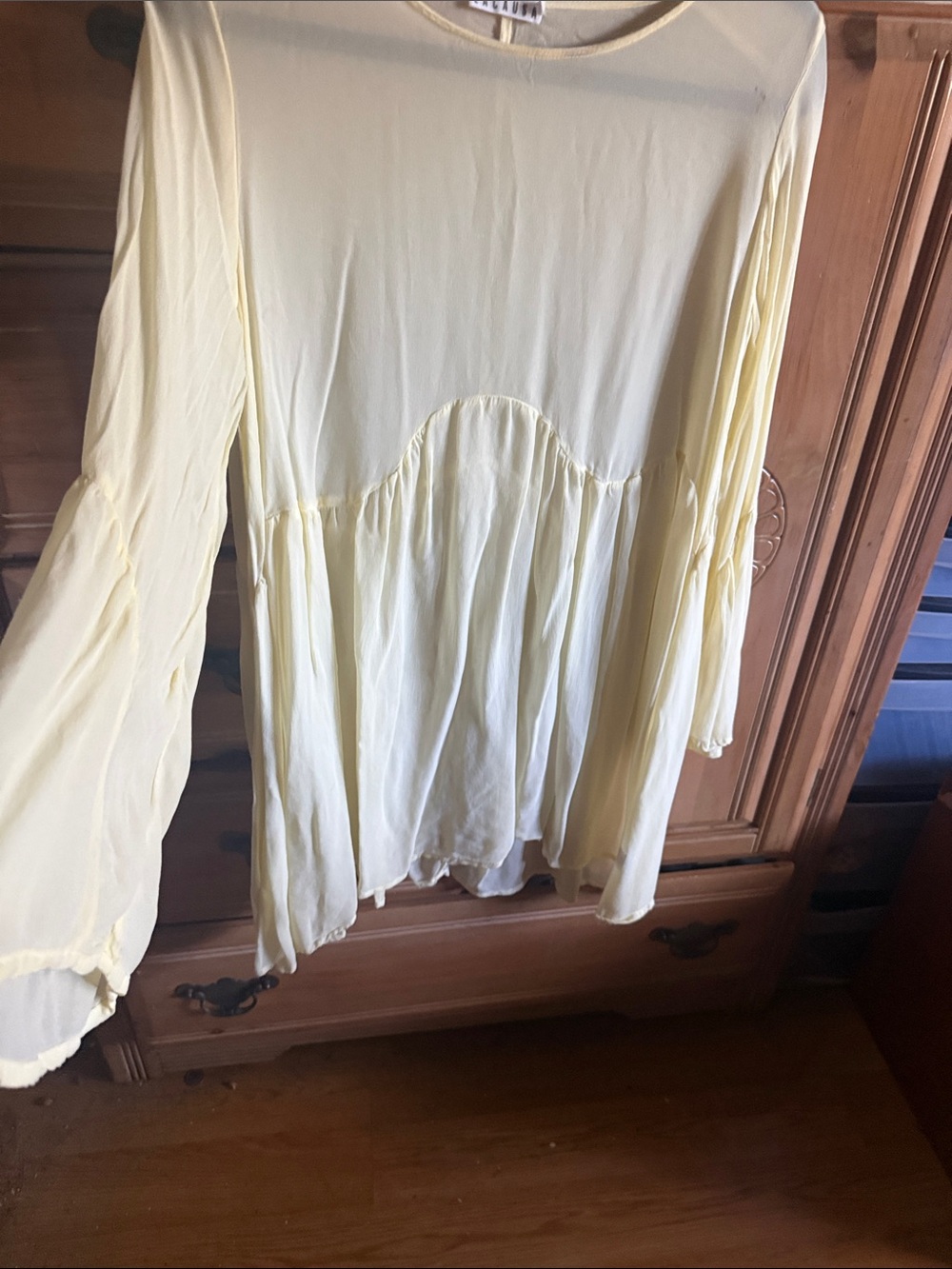 LACAUSA Light Yellow Long-Sleeve Babydoll Tunic